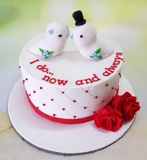 love birds anniversary cake