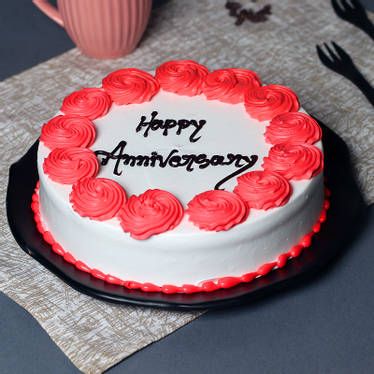 white anniversary cake