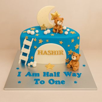 half way to one cake - half birthday cake