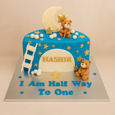 half way to one cake - half birthday cake