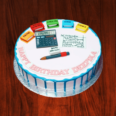 student theme cake in round shape