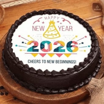 2026 chocolate photo cake for new year