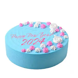 Happy New Year 2024 Design Blue Cake