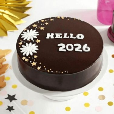 hello 2026 chocolate cake for new year