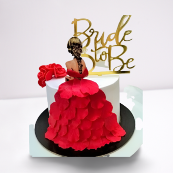 Cake designed with a bridal gown theme