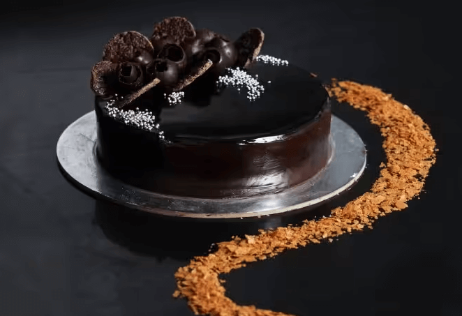 chocolate cake with a unique design