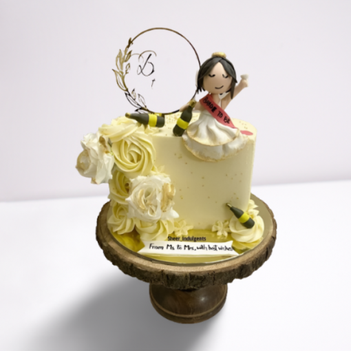 bride on the top of the cake with bottles