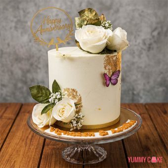 Rose and Butterfly Anniversary Cake