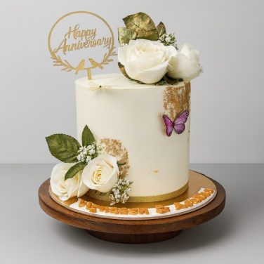 Rose and Butterfly Anniversary Cake
