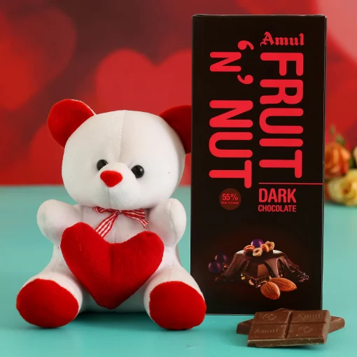 fruit n nut dark chocolate with teddy bear