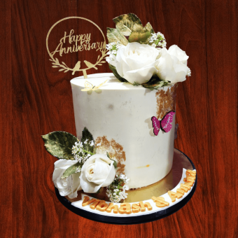 rose and butterfly anniversary cake