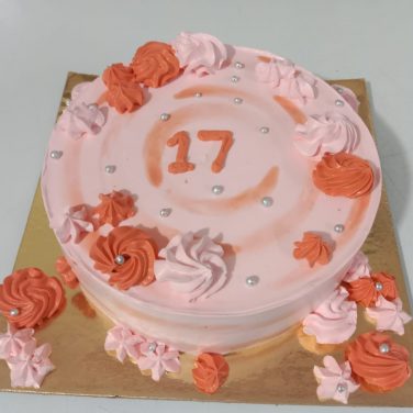 light pink color 17th birthday cake