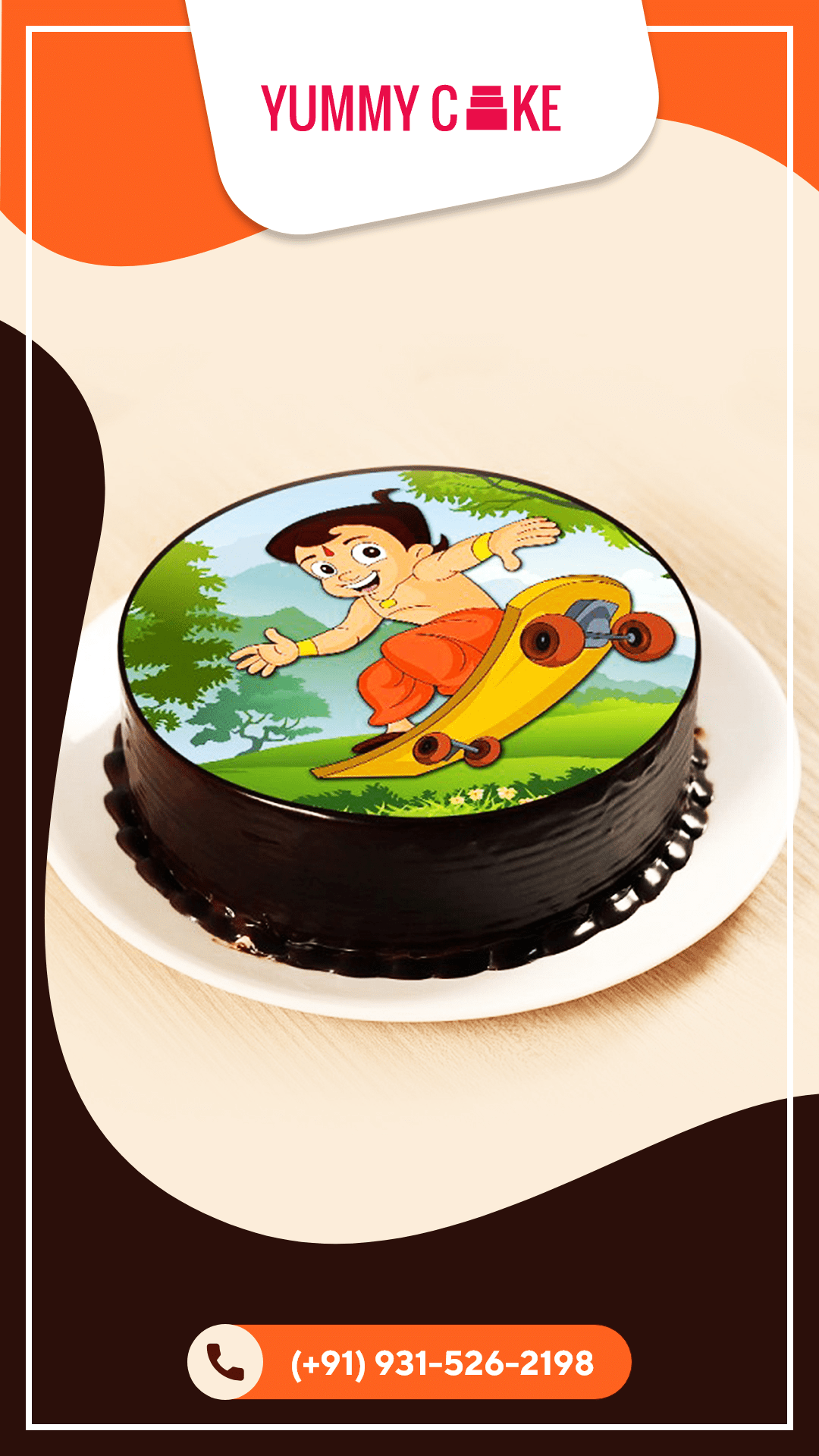 Egg-less chhota bheem cartoon cake delivery in Delhi and Noida