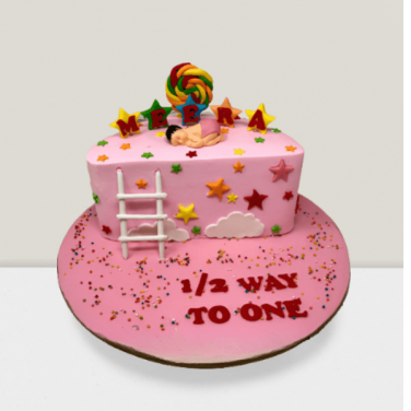 half cake design for 6 months birthday