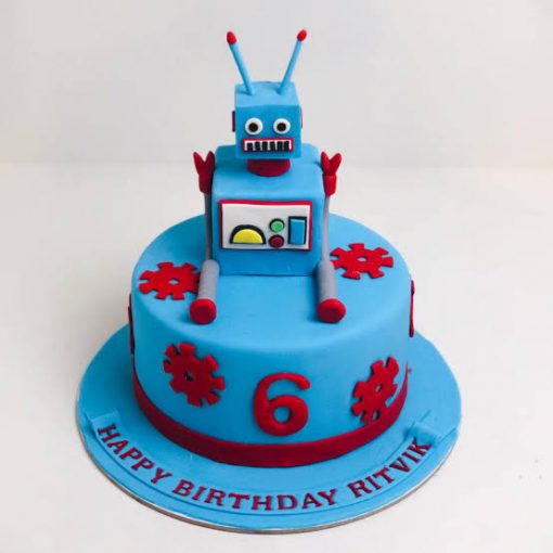 robot theme birthday cake design