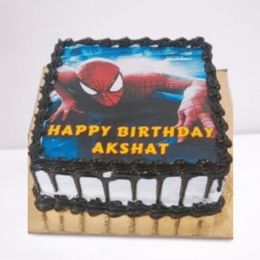 spiderman photo print cake
