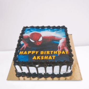 spiderman photo print cake design