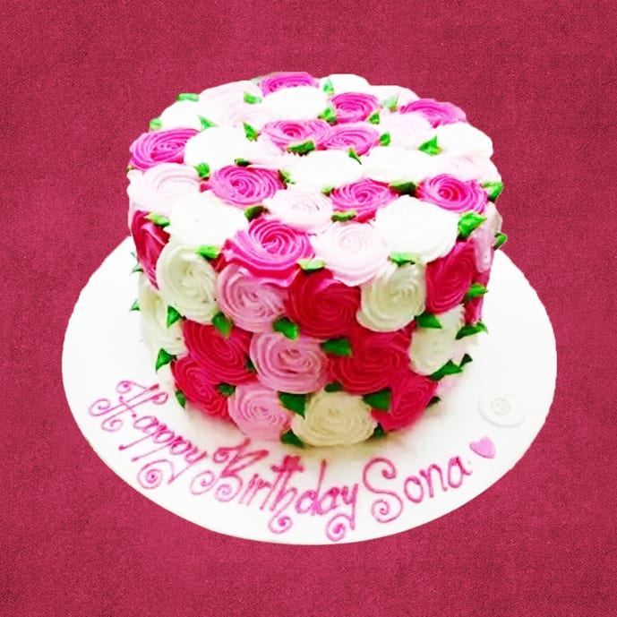 Pink Rose Layer Cake | We Take The Cake®