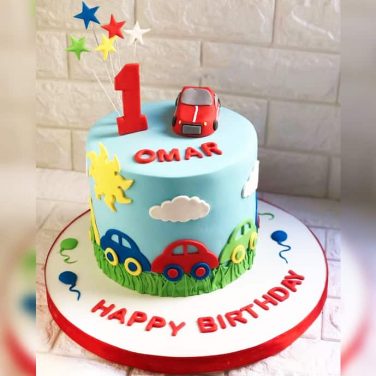 1st birthday cake design car theme
