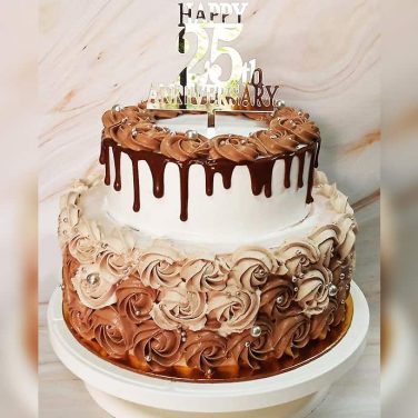 2 tier 25th anniversary cream cake