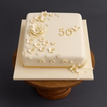 Elegant Floral Square Cake