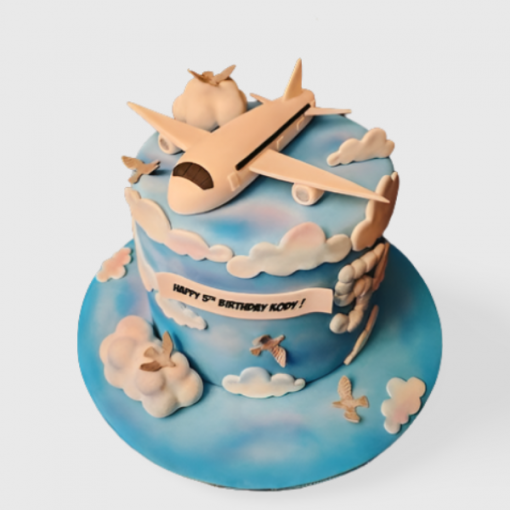 cake with aeroplane and cloud