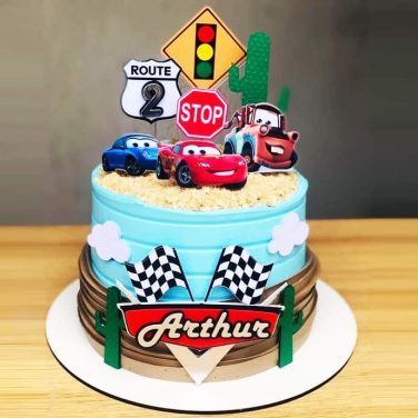 car racing theme cake design