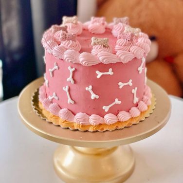 pink color dog special cake