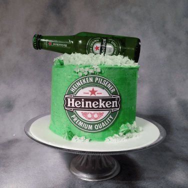birthday cake with heineken beer bottle
