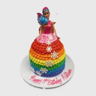 rainbow doll cake