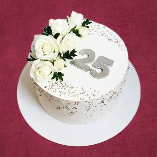 silver wedding anniversary cake design