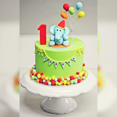 1st birthday baby elephant cake