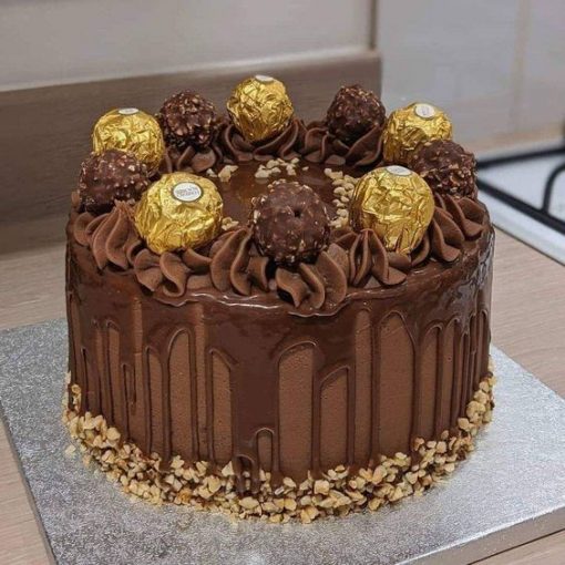 chocolate drip cake with ferrero rocher chocolates