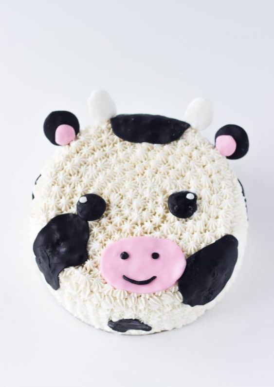 Pet Animals Cow Theme Kids Fondant Cake Delivery In Delhi NCR