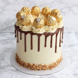 drip birthday cake with ferrero rocher