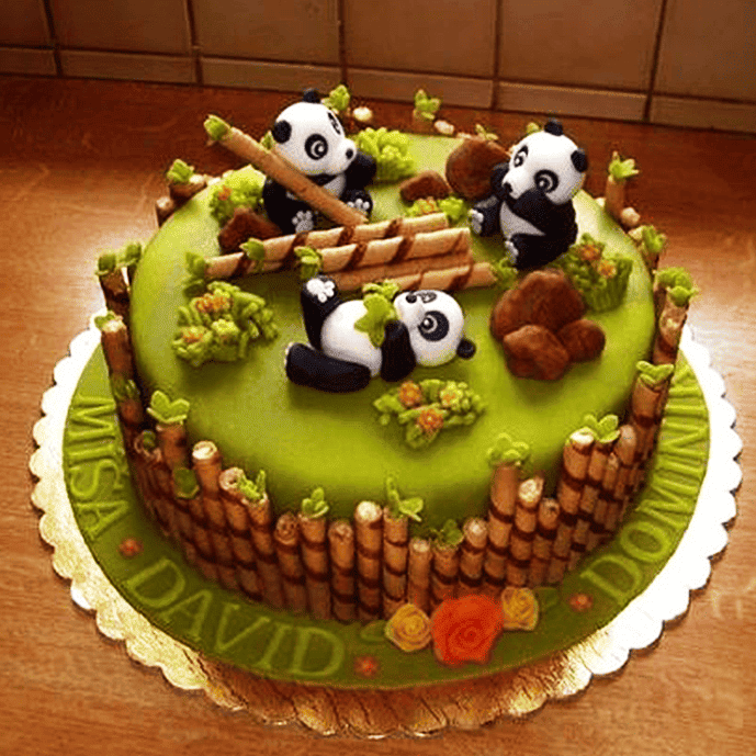 Order online cute pandas birthday cakes Brussels | children's birthdays |  Animal Lovers | The French Cake Company