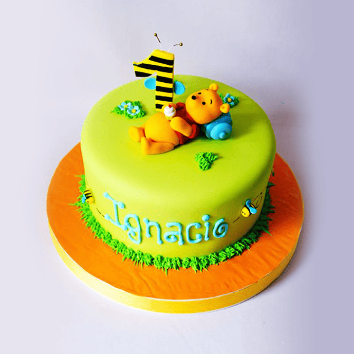 The Sensational Cakes: 1st year month Winnie the Pooh rustic design  buttercream theme for baby boy cake Singapore #winniethepoohcake