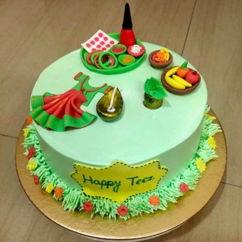 teej theme cake design