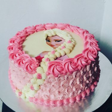 Pink color elsa birthday cake