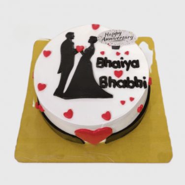 wedding anniversary cake with bhaiya bhabhi message