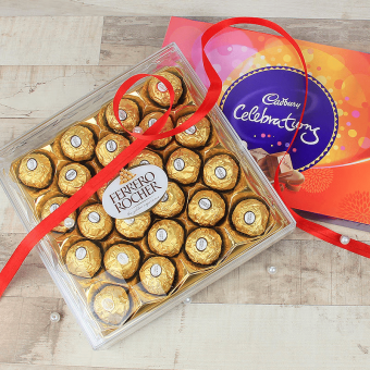 ferrero rocher with Cadbury Celebrations box