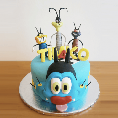 oggy and the cockroaches cartoon theme cake