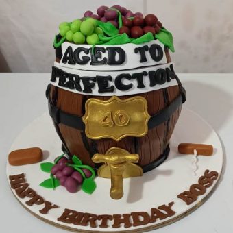 barrel cake with tap design