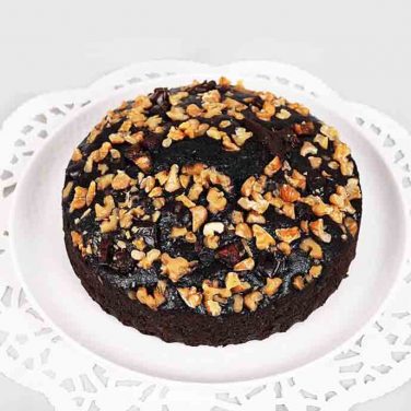 Chocolate cake with walnut topping