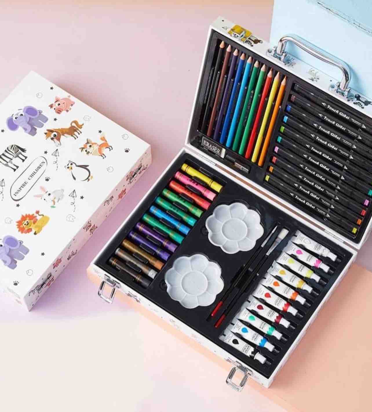Professional Art Set 85 Piece with 3 x 50 Page Drawing Pad, Deluxe Art Set  in Portable Wooden Case-Painting & Drawing Set Professional Art Kit for  Kids, Teens and Adults/Perfect Gift -