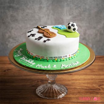 Football and Guitar Theme Cake