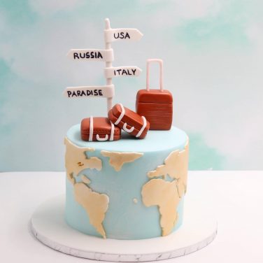 travel theme cake