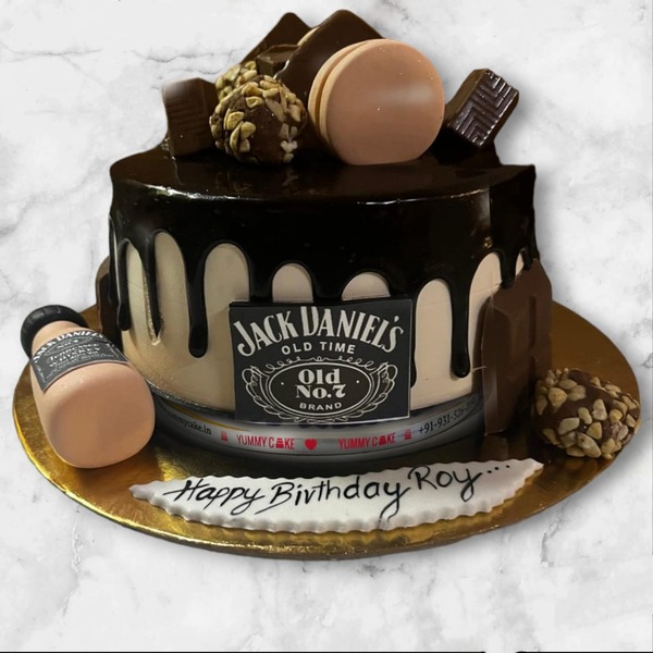 Jack Daniels Themed Chocolate Flavor Birthday Cake