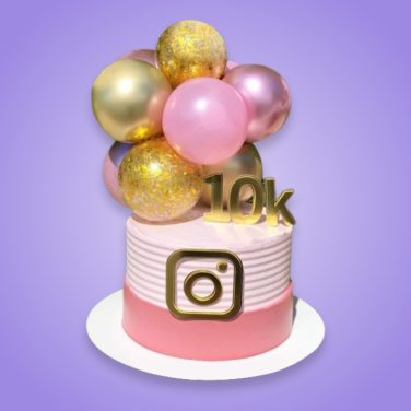 10K followers celebration cake with balloons