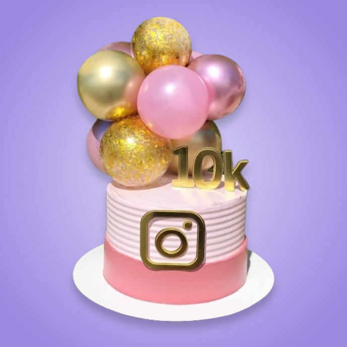 10K followers celebration cake with balloons